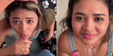 Cute Girl Blowjob and Cum Taking