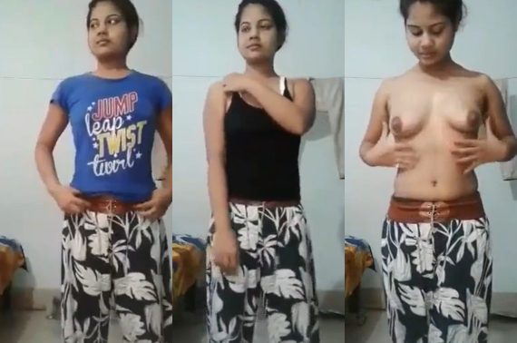 Cute babe making nude video herself