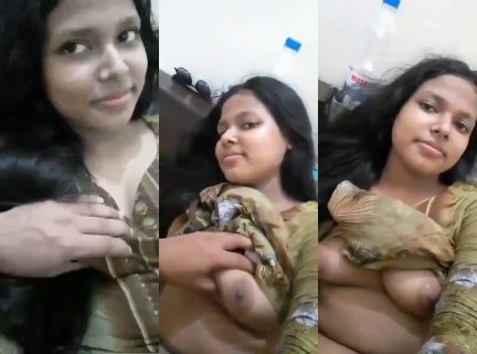 Pressing Girlfriend Boobs